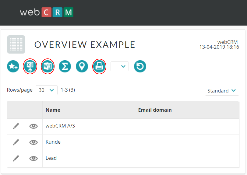 Overview Export Icons