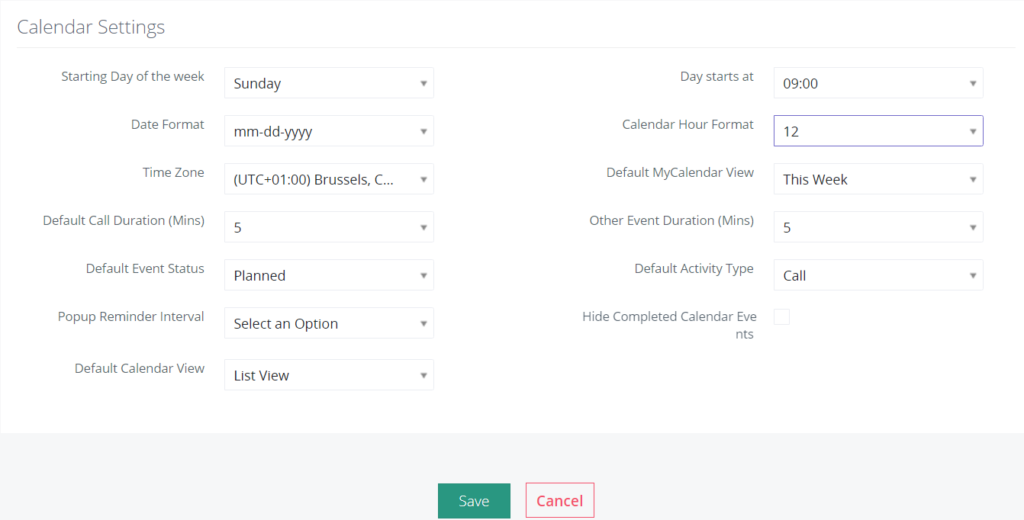 How to configure user calendar settings Support Simply