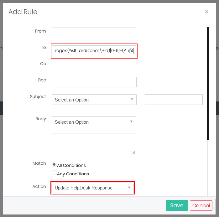 Opdater HelpDesk-svar pop op-vindue