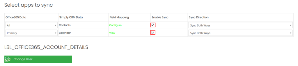 Aktiver synkronisering i Office 365-integrering