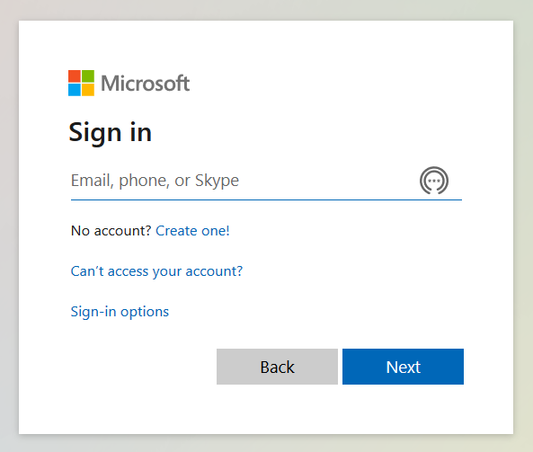 Microsoft 365 Login Form