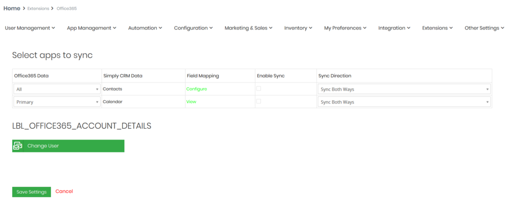 Office 365-Integration mit <span class = 'notranslate'> Einfach CRM </ span>