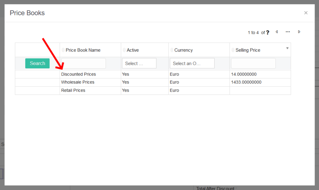 Price Book Selection in Invoices