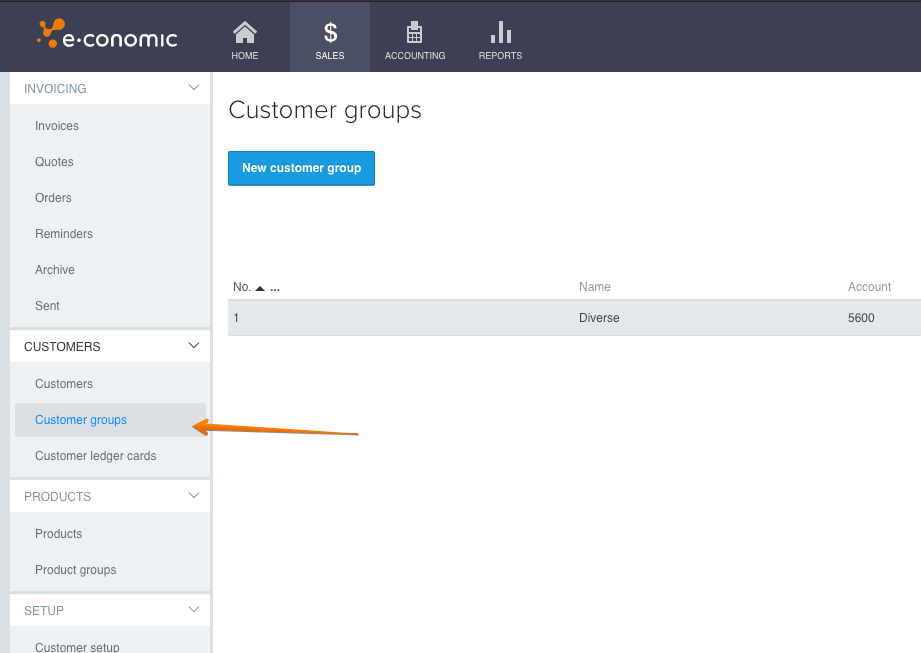 E-conomic customer groups