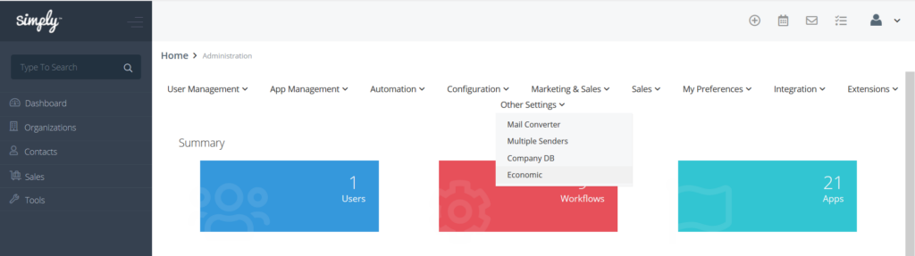 E-conomic module